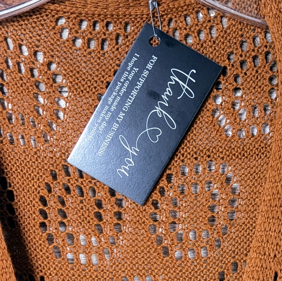 New Orange Sleeveless Knit Sweater Vest With Ties - Picture 6 of 13